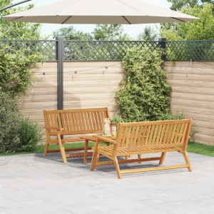 Sillas de Jardín  con Mesa 3 pcs de Madera Maciza de Acacia D