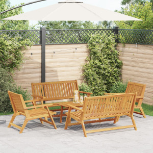 Sillas de jardín  con mesa 5 piezas de madera maciza de acacia D
