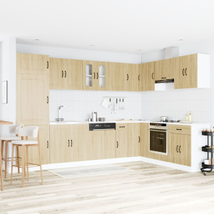Gabinete de cocina  Kalmar con doble lavabo de roble sonoma y madera elaborada D