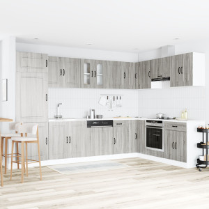 Armario de Cocina  Kalmar con Doble Fregadero Gris Sonoma Madera Elaborada D