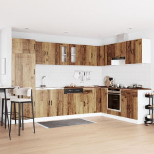 Gabinete de Cocina  Kalmar con Doble Fregadero de Madera Vieja D