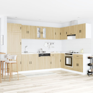 Gabinete Base con Fregadero 'Porto' en Roble Sonoma 80x46x84.5 cm de Madera Ingenierizada D