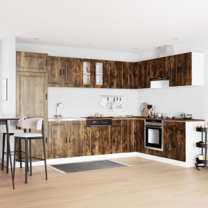 Gabinete Base para Fregadero  Porto con Fregadero de Roble Ahumado 80x46x84.5 cm en Madera Elaborada D
