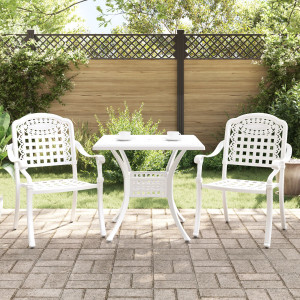 Conjunto de Bistro de Jardín de 3 Piezas  Blanco de Aluminio Fundido D