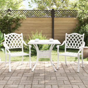 Conjunto de Bistro de Jardín de 3 Piezas  de Aluminio Fundido Blanco D