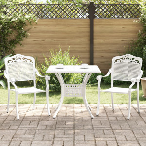 Conjunto de Bistro de Jardín de 3 Piezas  Blanco de Aluminio Fondido D