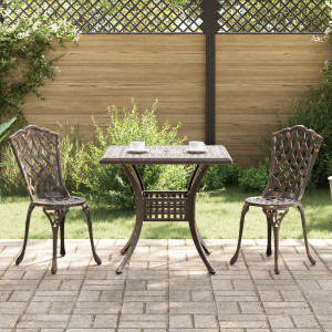 Juego de Bistro de Jardín de 3 Piezas de Aluminio Fundido Color Bronce D