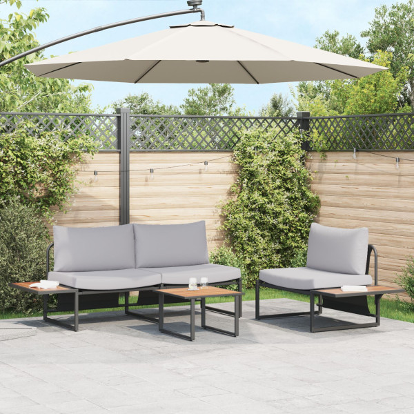 Conjunto de Sofá de Jardín de 3 Piezas con Cojines Gris Claro Conjunto de Sofá de Jardín de 3 Piezas con Cojines Gris Claro D