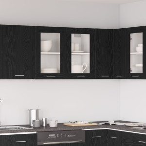 Gabinete de vidrio colgante negro de  80x31x60 cm hecho de madera elaborada D