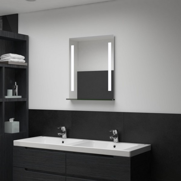 Espejo de pared de baño con LED y estante 50x70 cm D