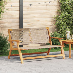 Banco de Jardín  Beige 122x76x73.5 cm Madera maciza de Acacia D