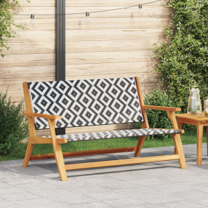Banco de jardín  Negro y Blanco 122x76x73.5 cm Madera maciza de Acacia D