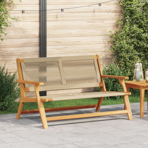 Banco de Jardín  Beige 76x122x73 cm Madera maciza de Acacia D