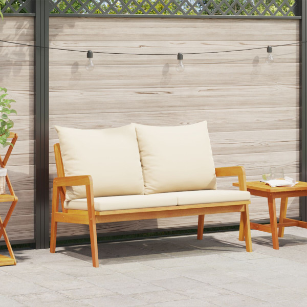 Banco de jardín con cojines 115x65x71 cm de madera maciza de acacia Banco de jardín con cojines 115x65x71 cm de madera maciza de acacia D