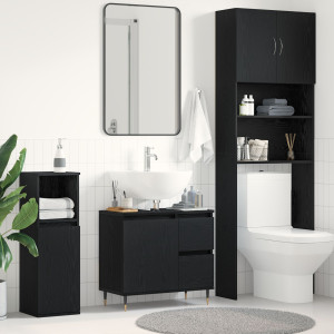 Cabinet de lavabo  Negro Roble 65x33x60 cm Madera elaborada D