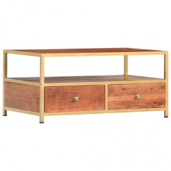 Mesa de centro de madera maciza de acacia 90x50x40 cm D