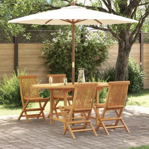 Conjunto de Comedor de Jardín de 5 Piezas de Madera Sólida de Teca D