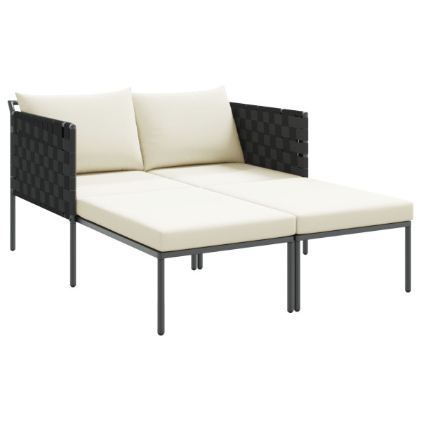 Tumbona con cojines para 2 personas color antracita 115x153x69.5 cm de acero Tumbona con cojines para 2 personas color antracita 115x153x69.5 cm de acero D