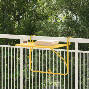 Mesa Colgante para Balcón VidaXL Plegable Mostaza 60x40 cm Acero D