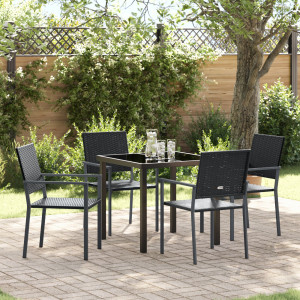 Conjunto de 3 Negro Ratán PE 54x62.5x89 cm Duradero D