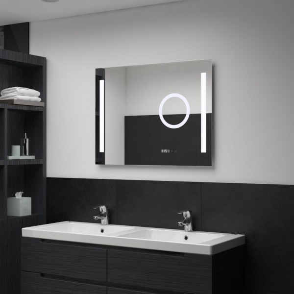 Espejo de pared de baño con LED y sensor táctil 80x60 cm D