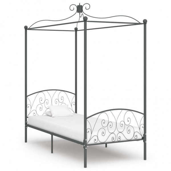 Estructura de cama con dosel metal gris 90x200 cm D