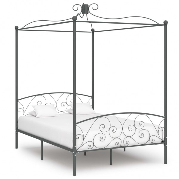 Estructura de cama con dosel metal gris 120x200 cm D