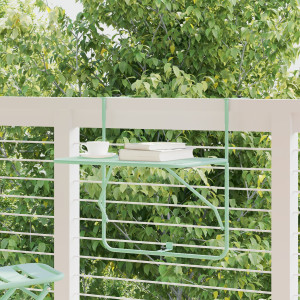 Mesa Colgante Plegable de Balcón - Verde Menta. 60x40 cm. Acero D