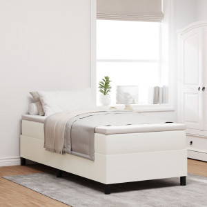 Cama Box Spring con Colchón Color Crema 100x200 cm Tela Corduroy D