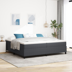 Cama con Somier y Colchón Gris Oscuro 200x200 cm Tela de Corduroy D
