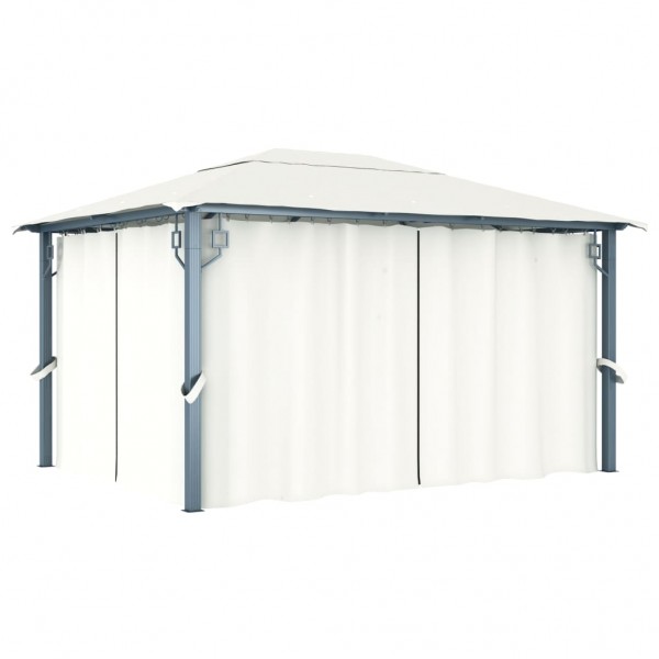 Cenador con cortina color crema aluminio 400x300 cm D