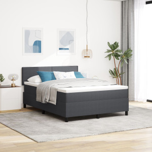 Cama con Base con Colchón Gris Oscuro 140x200 cm Tela de Pana D