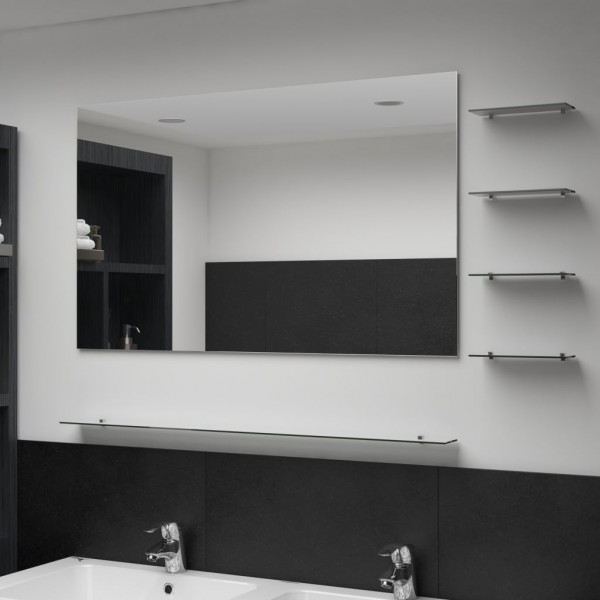 Espejo de pared con 5 estantes plateado 100x60 cm D