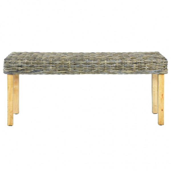 Banco de ratán kubu natural y madera maciza de mango 110 cm M 2