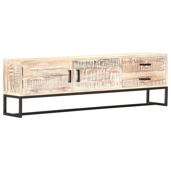 Mueble para TV de madera maciza de acacia blanco 140x30x45 cm D