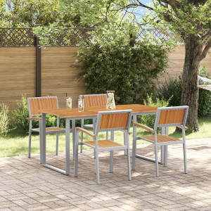 Conjunto de Comedor de Jardín  5 Piezas Tono Gris y Madera D