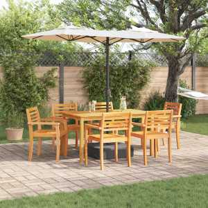 Juego de Comedor para Jardín de 7 Piezas en Madera Sólida de Acacia D
