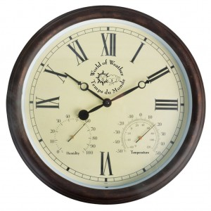 Esschert Design Reloj de estación con termo-higrómetro 30.5 cm TF009 D