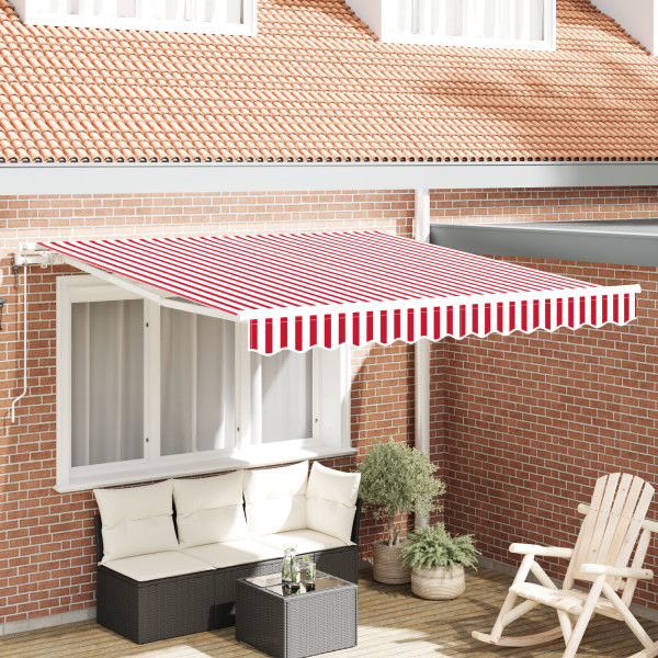 Toldo Retráctil Automático Rojo y Blanco 300x250 cm D