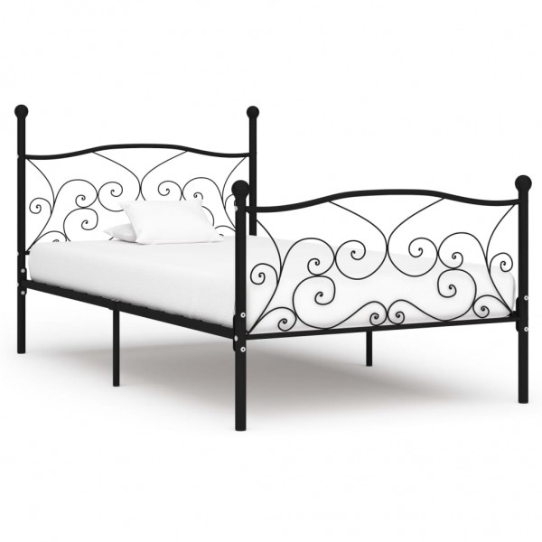 Estructura de cama con somier metal negro 90x200 cm D
