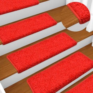 Alfombras de peldaños de escalera 15 uds rojo 65x21x4 cm D