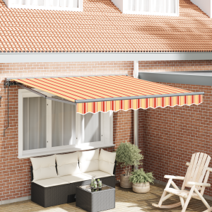 Toldo Retráctil Manual Amarillo y Naranja 350x250 cm D