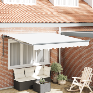 Toldo Retráctil Blanco 350x250 cm Poliéster y aluminio y tela D