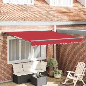 Toldo Retráctil Rojo 350x250 cm Poliéster y aluminio y tela D