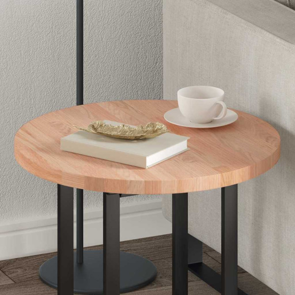 Encimera Marrón claro Ø 50 x 2.5 cm Madera de roble sólida M 4