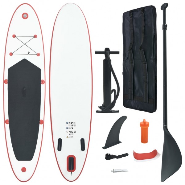 Set de tabla inflable de paddle surf SUP rojo y blanco D