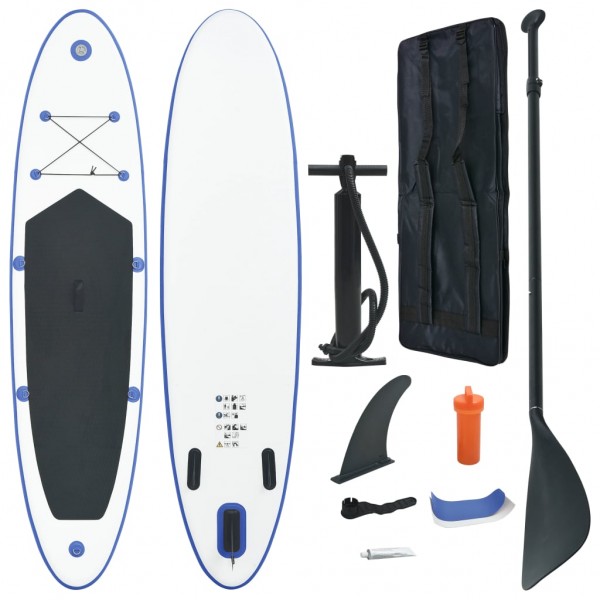 Set inflável de paddle surf SUP azul e branco D