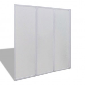 Painel de vidro dobravel para banheira 3 peças 141 x 132 cm H