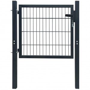 Puerta de valla metálica acero gris antracita 105x150 cm D