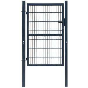 Puerta de valla de acero gris antracita 106x248 cm D